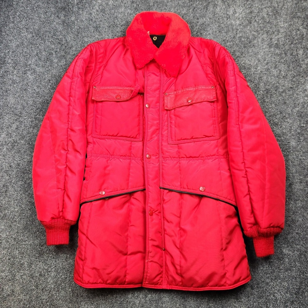 Vintage RefrigiWear Jacket Mens Small Red Insulated Parka Style 194 USA 80s‎
